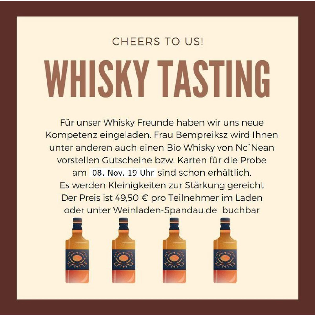 Whiskytasting 24. Oktober 19 Uhr