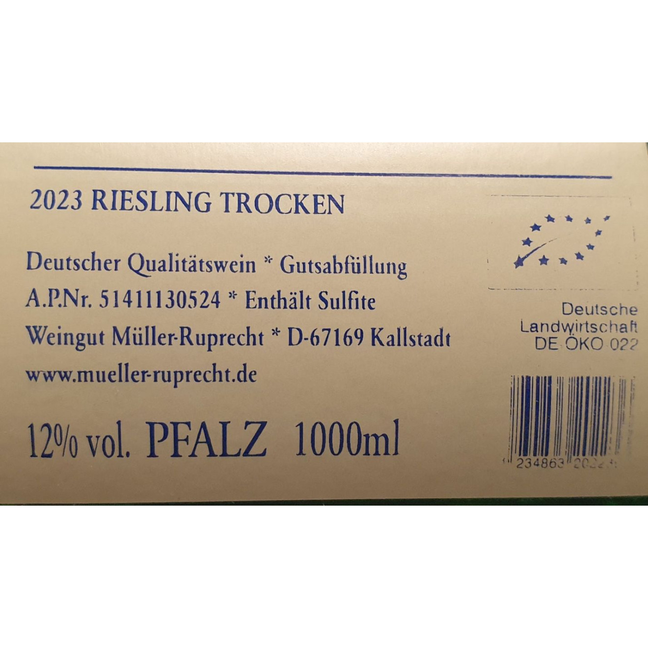MR Riesling Pfälzer Riesling QbA TROCKEN 2023 1,00l