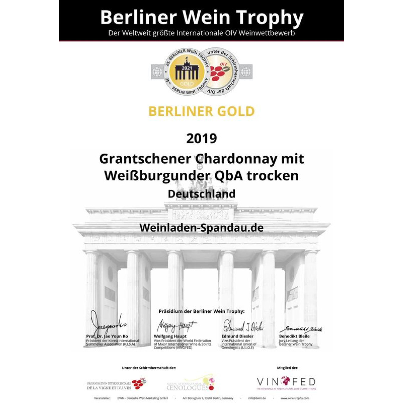 Grantschener Chardonnay mit Weißburgunder QbA trocken 0,75l