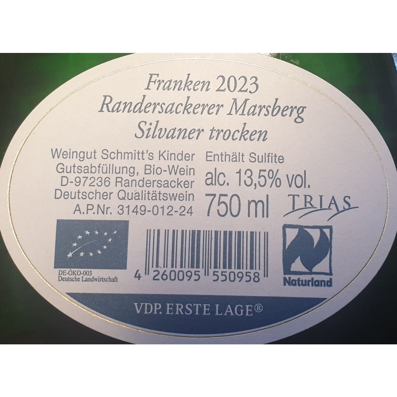 Randersackerer Marsberg Silvaner trocken Bio VDP Erste Lage 2023 0,75l