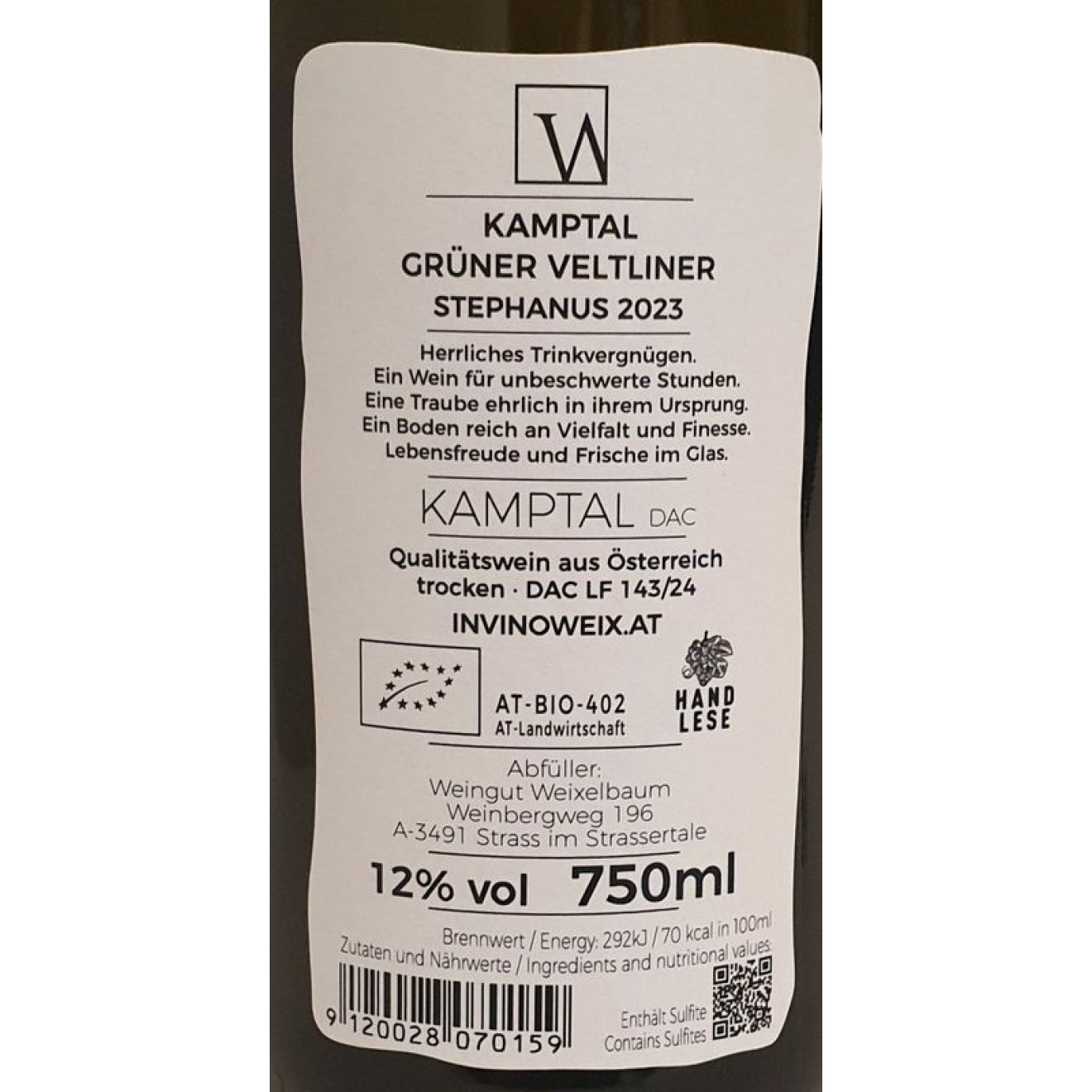 Grüner Veltliner Stephanus Kamptal DAC 2024 0,75l derzeit ausverkauft