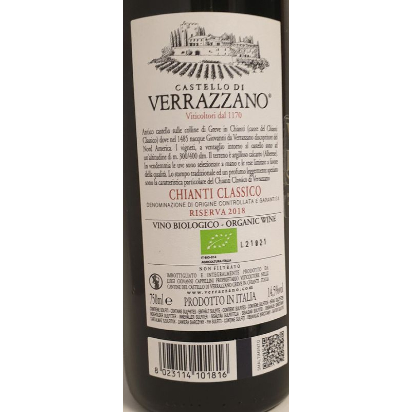 Chianti Classico Riserva DOCG Verrazzano Sangiovese und Canaiolo 2018 0,75l