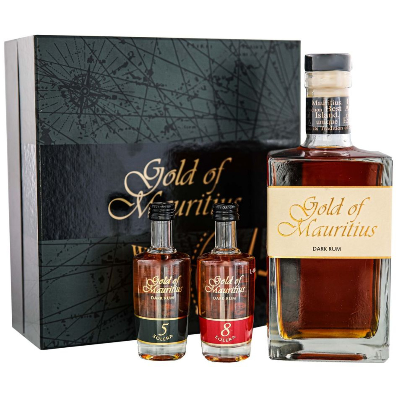 Gold of Mauritius Dark Rum Giftset 40% 0,7l+2x0,05l