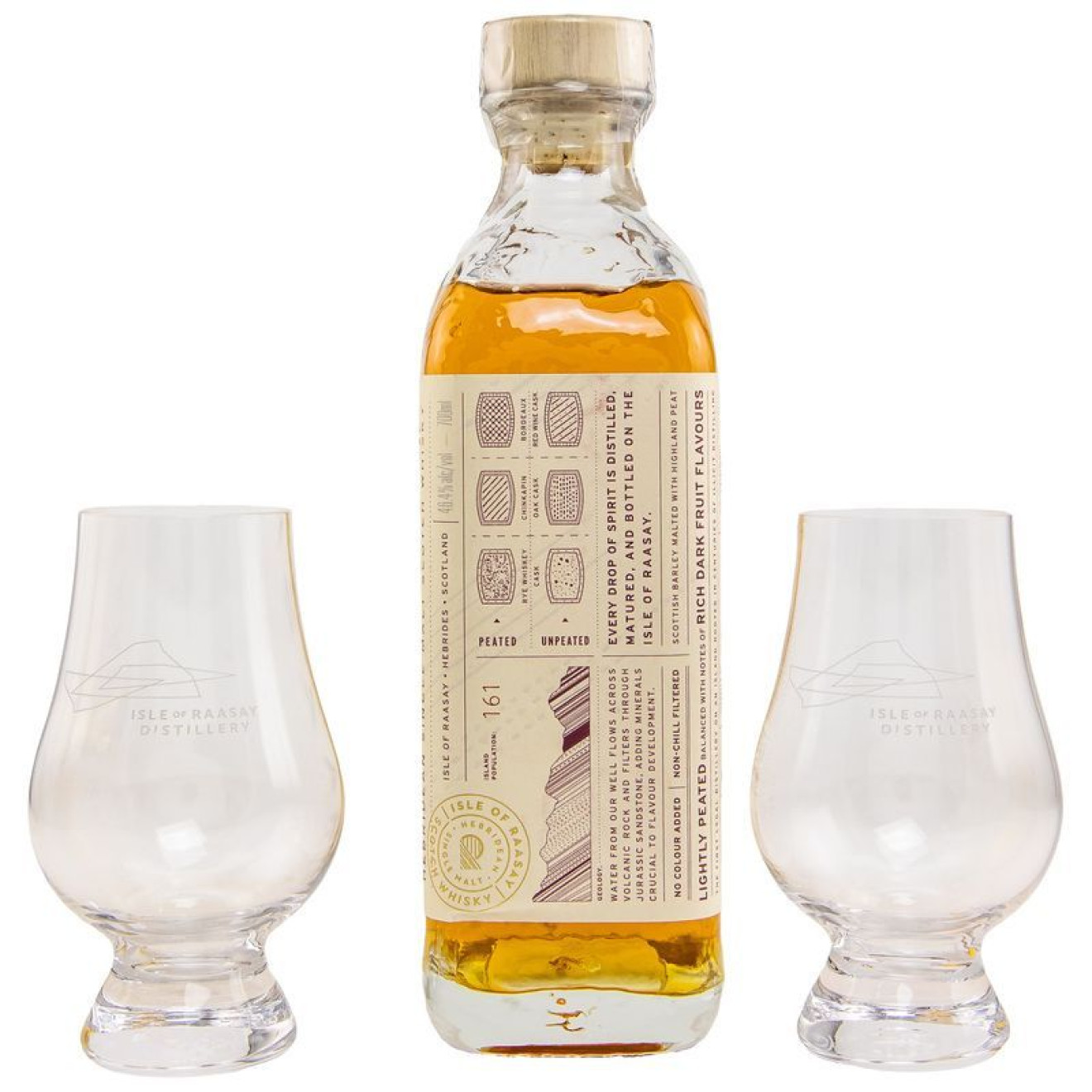 Isle of Raasay Single Malt Whisky - mit 2 Glencairn Gläsern 46,4% 0,70l