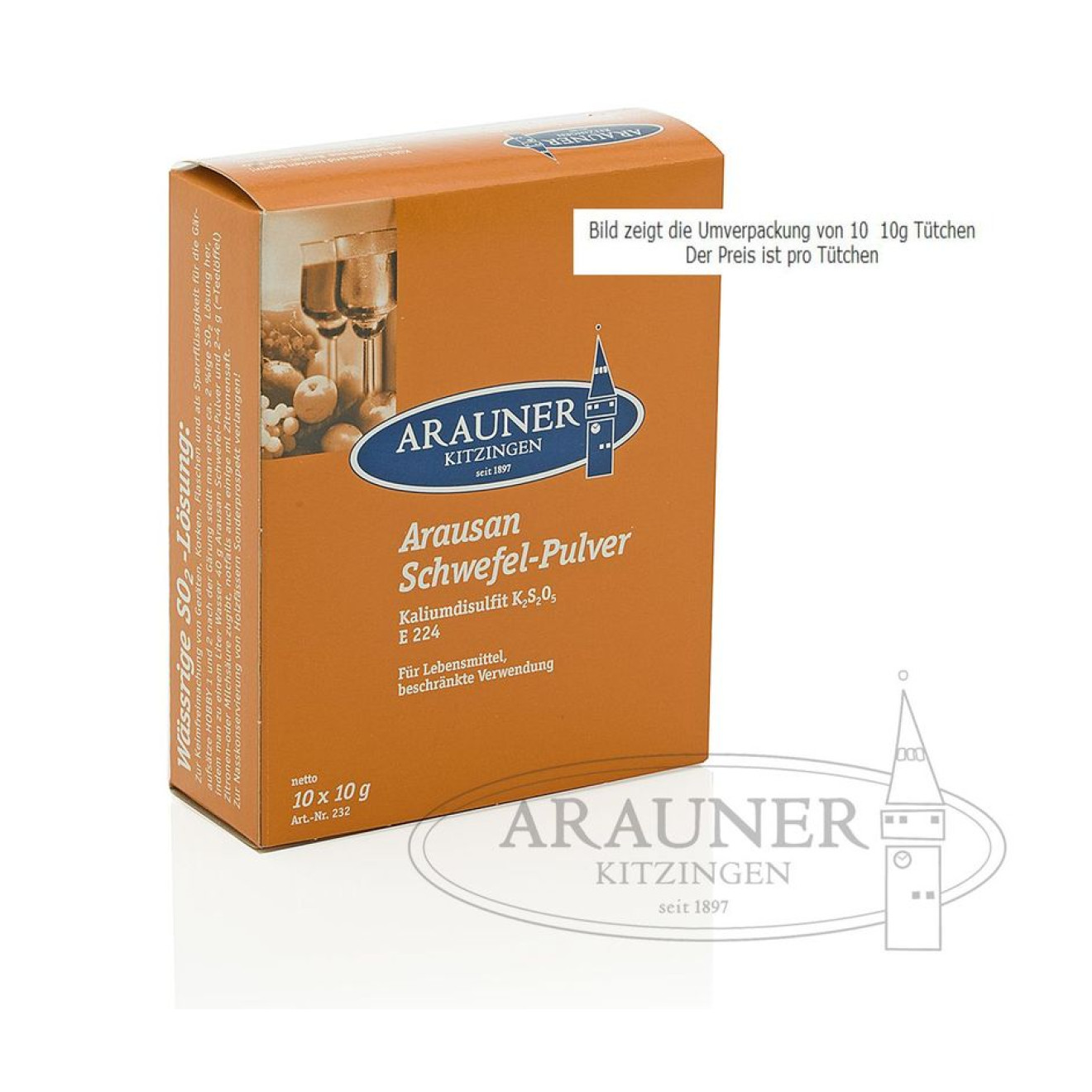 Arausan 10g Kaliumdisulfit Schwefelpulver Tüten 0,01Kg