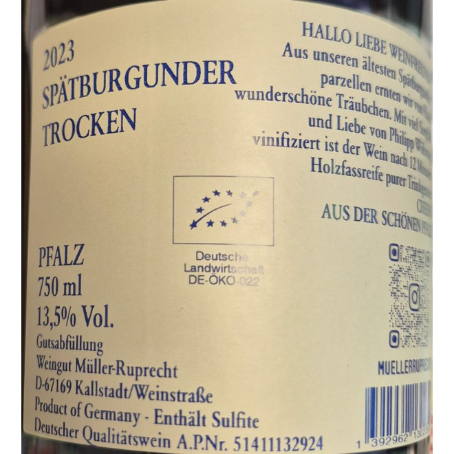 MR Spätburgunder Rotwein BIO trocken 2023 0,75l