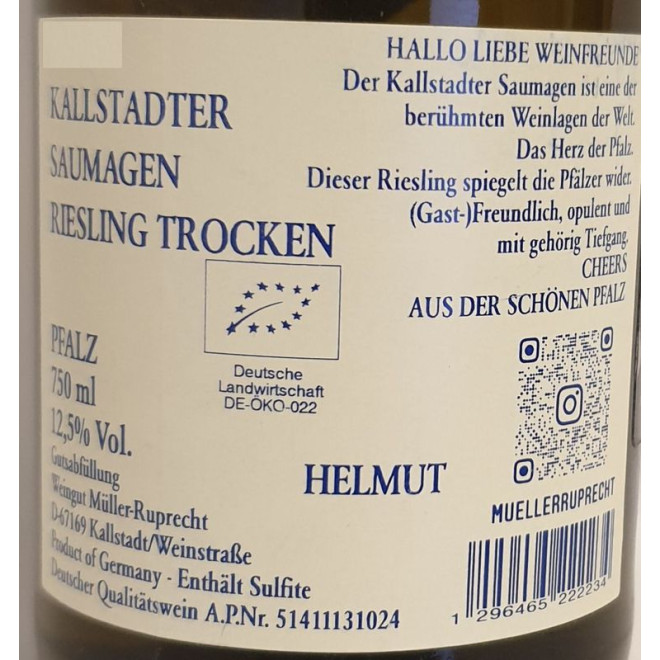 MR Kallstadter Saumagen Riesling trocken BIO 2023 0,75l
