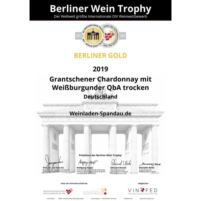 Grantschener Chardonnay mit Weißburgunder QbA trocken 0,75l