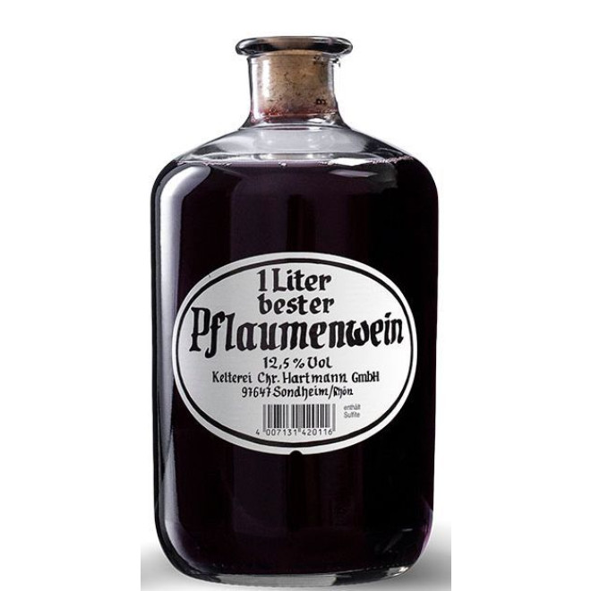 1 Liter bester Pflaumenwein in der Apothekerflasche