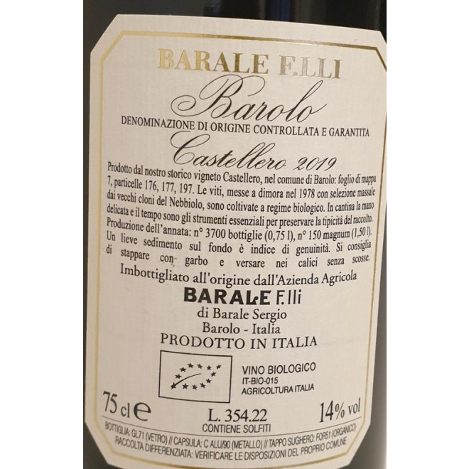 Barolo DOCG Castellero Nebbiolo 2019 0,75l