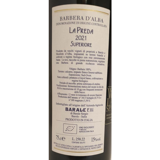 Barbera d`Alba Preda Bio 2021 0,75l