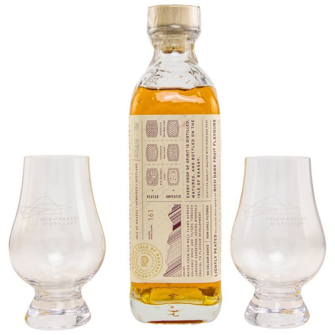 Isle of Raasay Single Malt Whisky - mit 2 Glencairn Gläsern 46,4% 0,70l