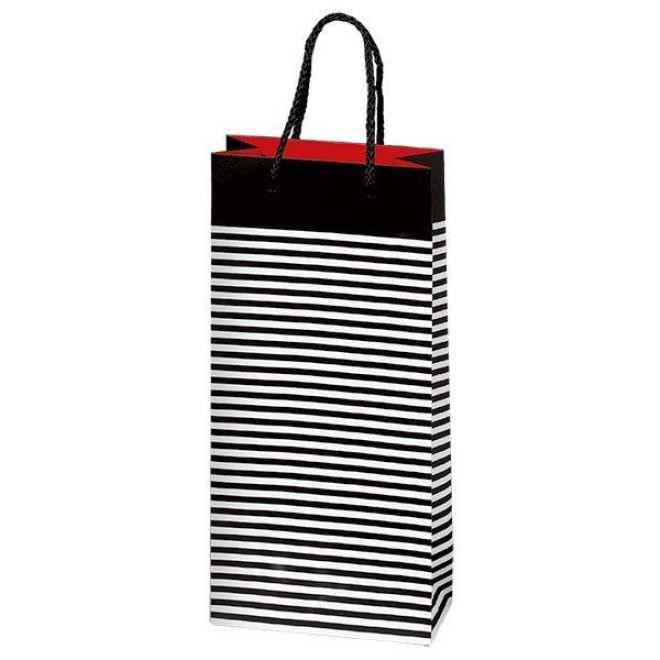 2er Papiertüte Streifen Schwarz/Weiß