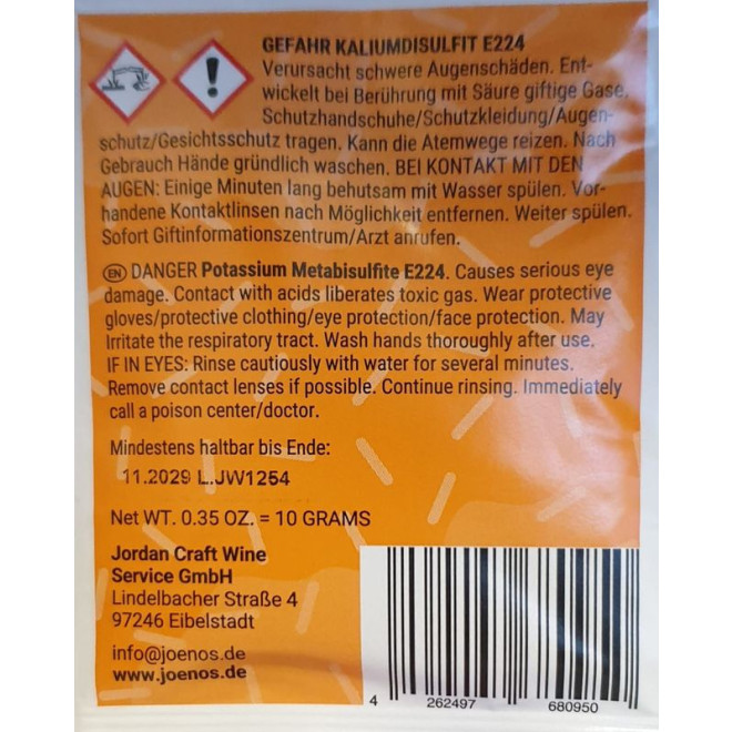 10g Kaliumdisulfit Schwefelpulver Tüten 0,01Kg