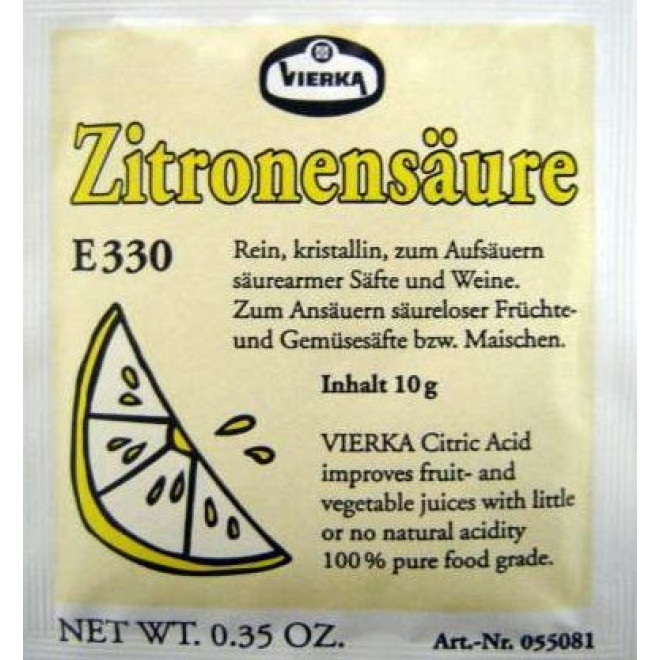 Zitronensäure Vierka (E230) 10g TüteZitronensäure Vierka (E230) 10g Tüte
