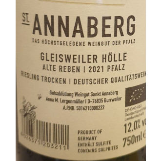 Gleisweiler Hölle Sankt Annaberg Buntsandstein Riesling trocken QBA BIO 2021 0,75l