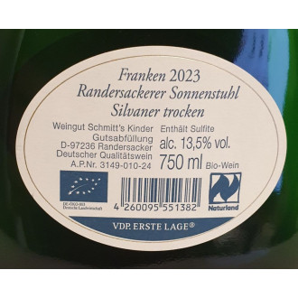 Randersackerer Sonnenstuhl Silvaner BIO VDP 1.Lage trocken 2023 0,75l