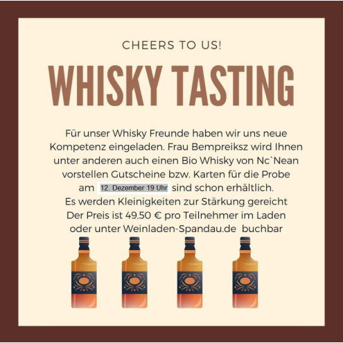 Whiskytasting 12. Dezember 19 Uhr Whiskytasting 12. Dezember 19 Uhr