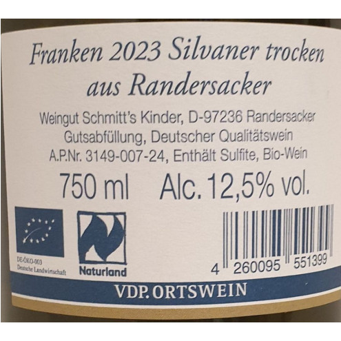 Randersackerer Silvaner Bio VDP Ortswein trocken 2024 0,75l