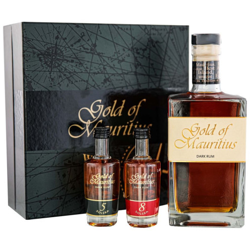 Gold of Mauritius Dark Rum Giftset 40% 0,7l+2x0,05l